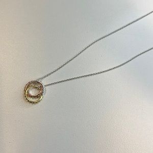 Studio Silver Chain Necklace w/ Silver, Gold, & Rose Gold Circle Charms, NWT!
